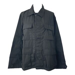 Men’s Large Tactical Jacket Brigade Quartermasters Black Long Sleeve Button Down